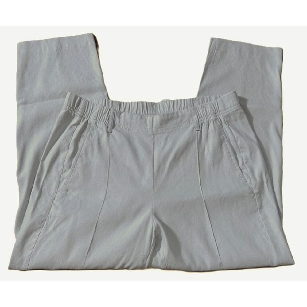 J Jill Linen Stretch Pull on Pant Size M Light Grey Casual Vacation Resort